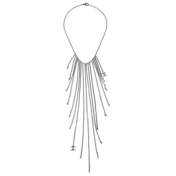 Chanel Fringe Chain Necklace Silver 02A 143343 - Picture 1 of 4